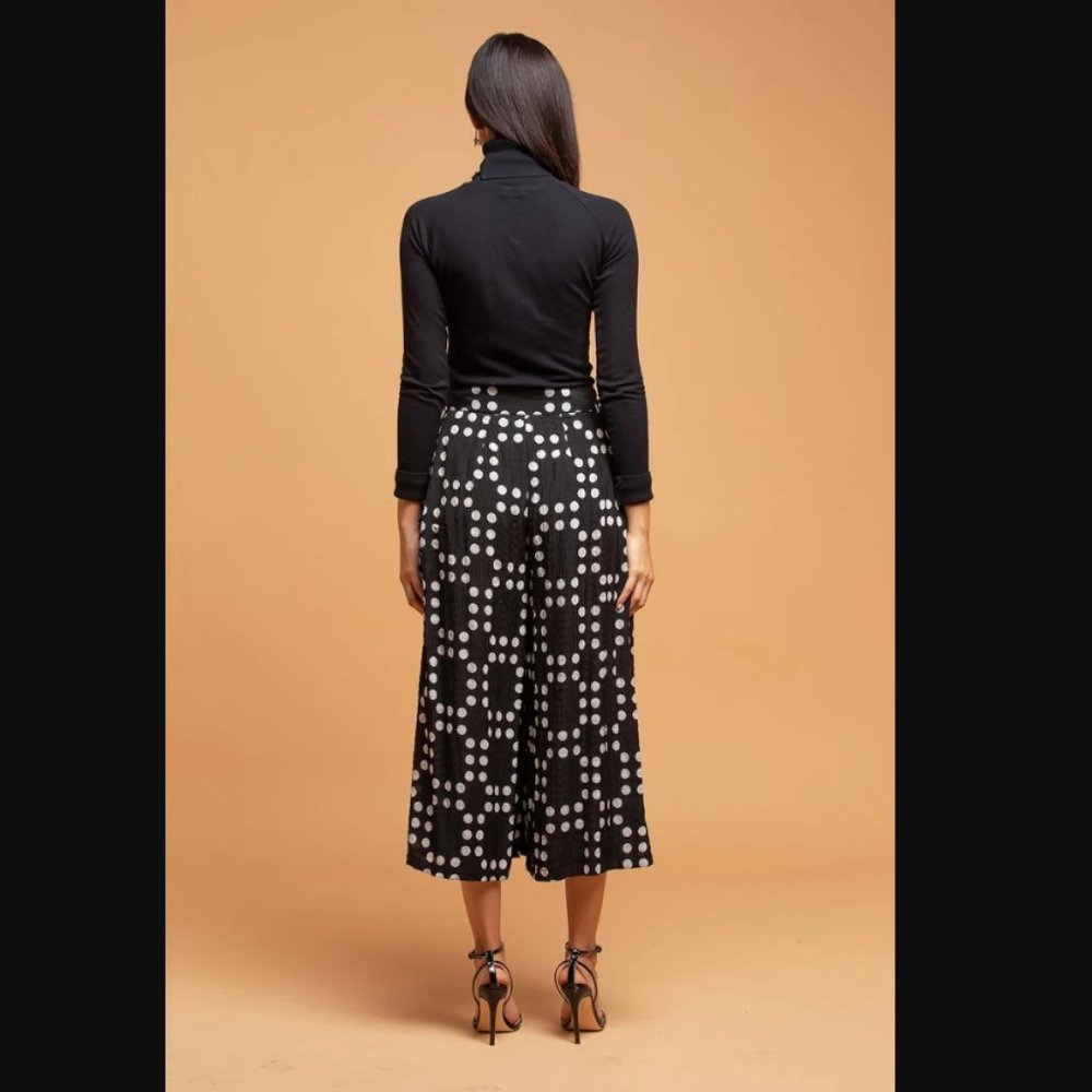 3. Eva Franco Polka Dot Palazzo Pants Tie Belt Waist - Picture 4 of 6